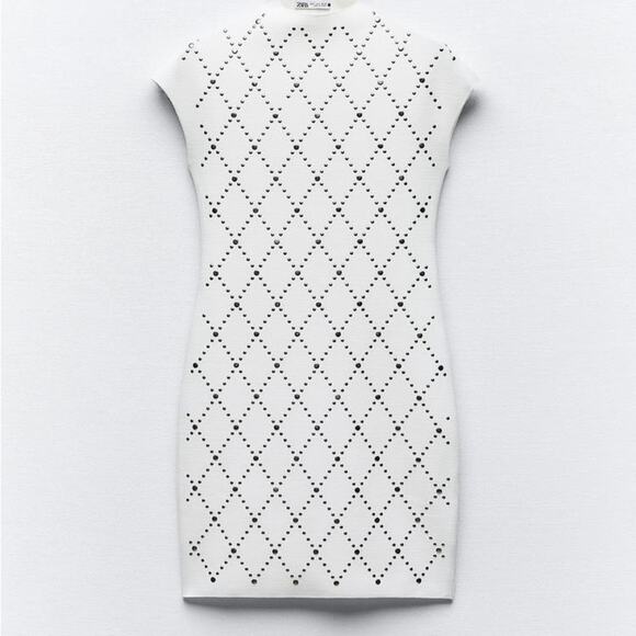 ZARA STUDDED STRETCH KNIT DRESS - Picture 8 of 10